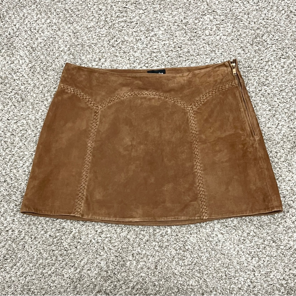 Boho Western Retrofete Suede Leather Juana Mini Skirt